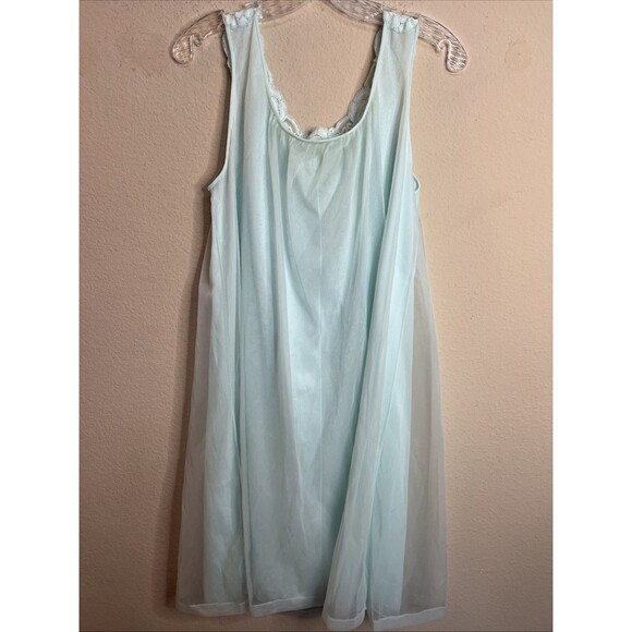 Vintage Lorraine Mint Blue Lace Night Dress And Cardigan 2 Set Size M - Picture 4 of 16